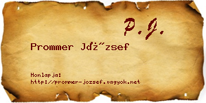 Prommer József névjegykártya